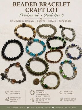 Jewelry Craft Lot Beaded Bracelets Mixed DIY Repair Repurpose Beads Bundle